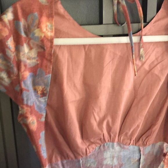 Hansen & Gretel Backless floral ￼ Cap sleeve maxi dress size S Saks fifth Ave - Picture 7 of 7